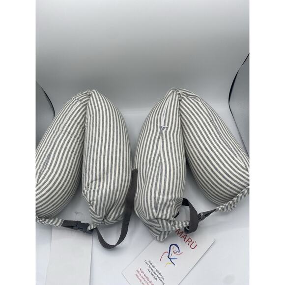 Lot Of 2 Soft Microbead Travel Airplane Neck Pillows Gray Striped Pattern - Picture 6 of 8